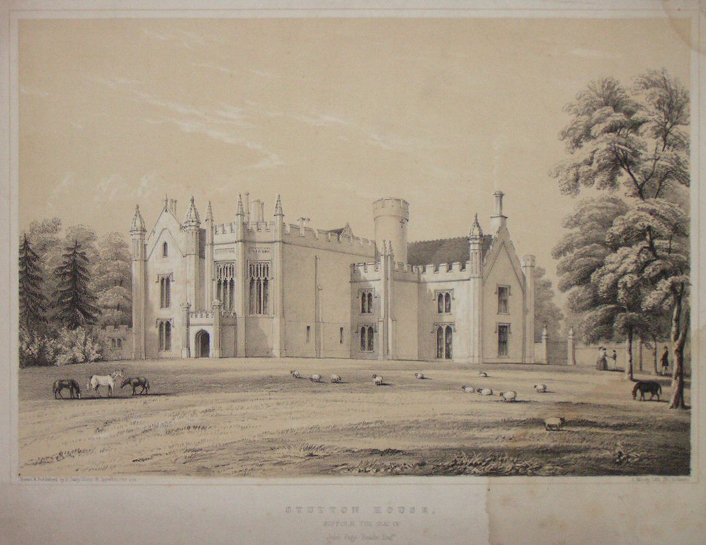 Lithograph - Stutton House, Suffolk, the Seat of John Page Reae Esqre.